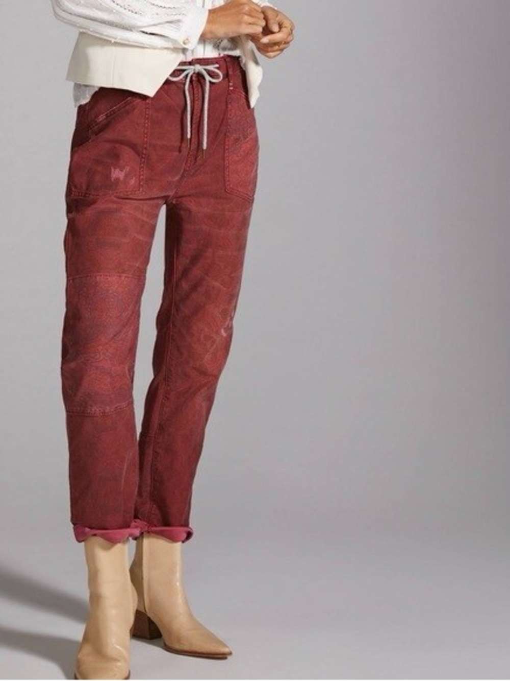 Anthropologie Pilcro Red Patchwork Trailblazer Cargo Pants small